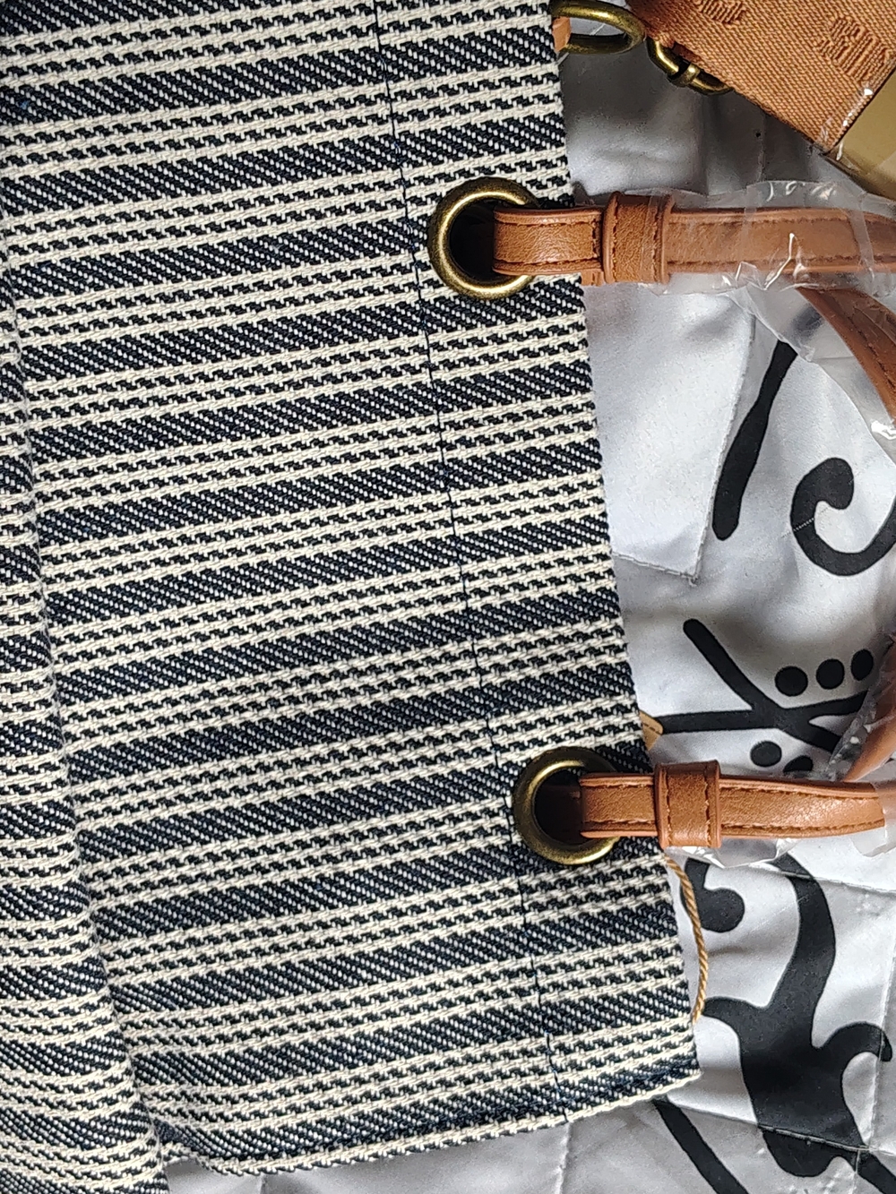 Lee Navy and Tan Striped Crossbody Bag